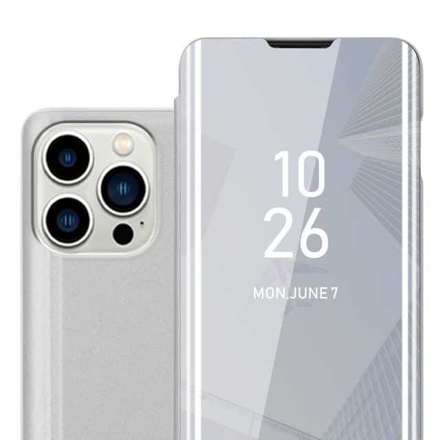 iPhone 14 PRO Plånboksfodral Skal (Silver)