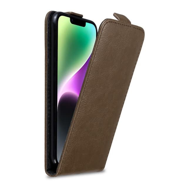 iPhone 14 PLUS Suojakuori Lompakkokotelo (Ruskea)