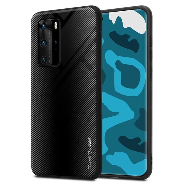 cadorabo Case compatible with Huawei P40 PRO / P40 PRO+ in PINK - BLUE - Two-colour protective cover made of TPU silicone and back made of tempered