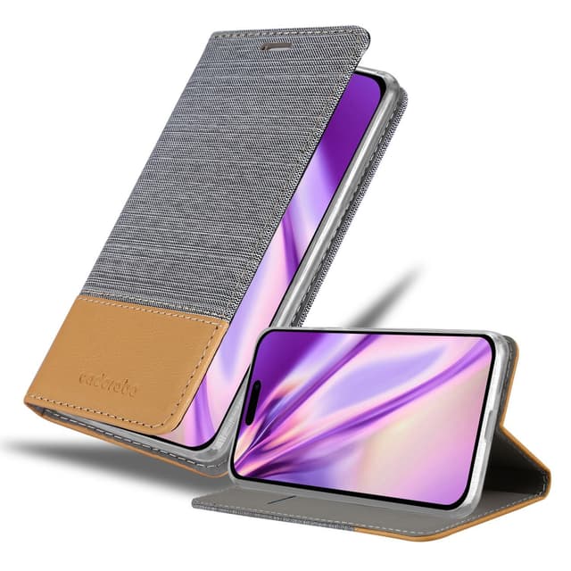 iPhone 14 PRO Suojakuori Lompakkokotelo (harmaa)