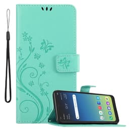 LG K40S lommebokdeksel Blomster deksel (Turkis)