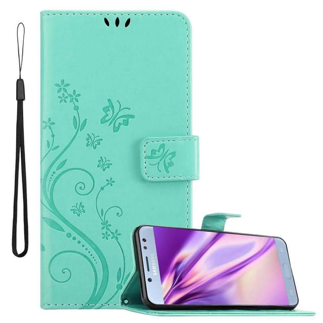 Samsung Galaxy J5 2017 lommebokdeksel Blomster (turkis)
