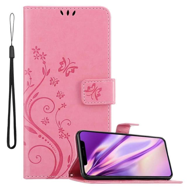 iPhone XR Suojakuori Lompakkokotelo (Vaaleanpunainen)