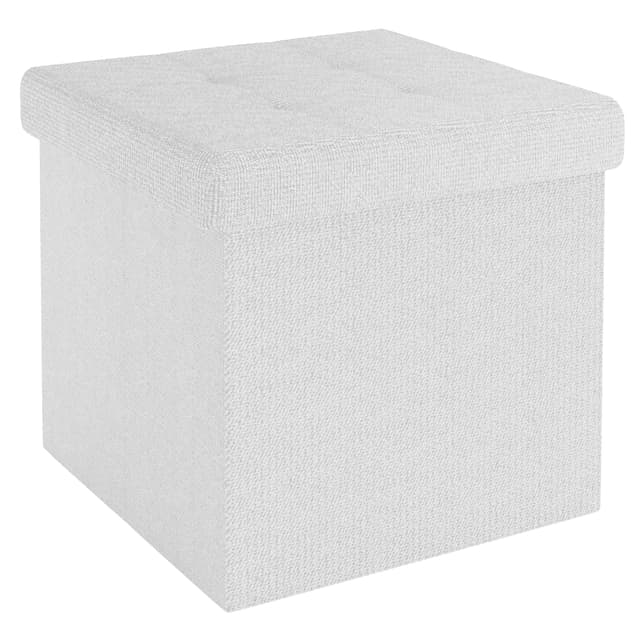 Hopfällbar Sittpall 38x38x38 cm Fotstöd (weiß)
