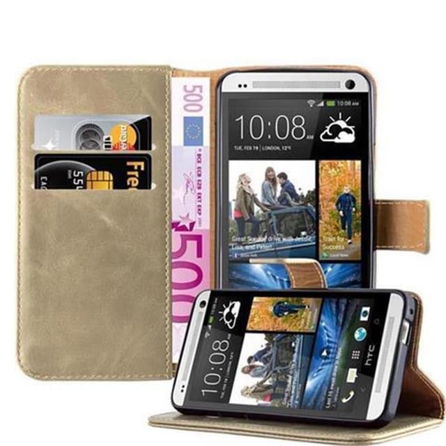 HTC ONE M7 Suojakuori Lompakkokotelo (Ruskea)