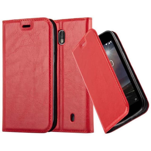 Nokia 1 2018 Suojakuori Lompakkokotelo (Punainen)