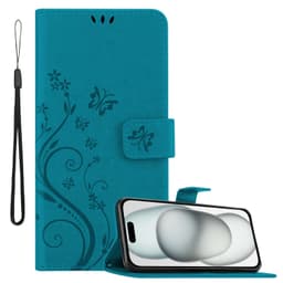 iPhone 15 Suojakuori Lompakkokotelo (Sininen)