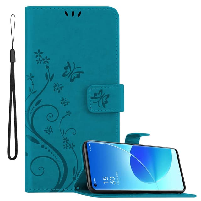 Oppo Reno6 PRO 5G Suojakuori Lompakkokotelo (Sininen)