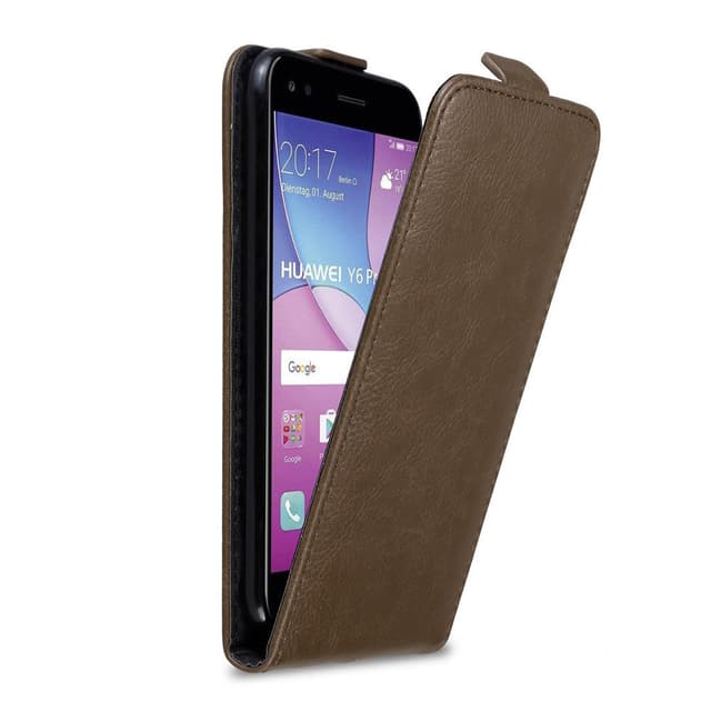 Huawei Y6 PRO 2017 Suojakuori Lompakkokotelo (Ruskea)