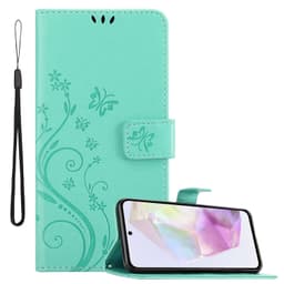 Samsung Galaxy A35 lommebokdeksel Blomster (Turkis)