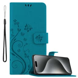 iPhone 15 PRO MAX Suojakuori Lompakkokotelo (Sininen)