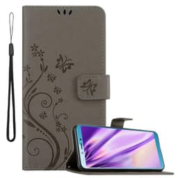 Samsung Galaxy A6s lommebokdeksel Blomster (grå)
