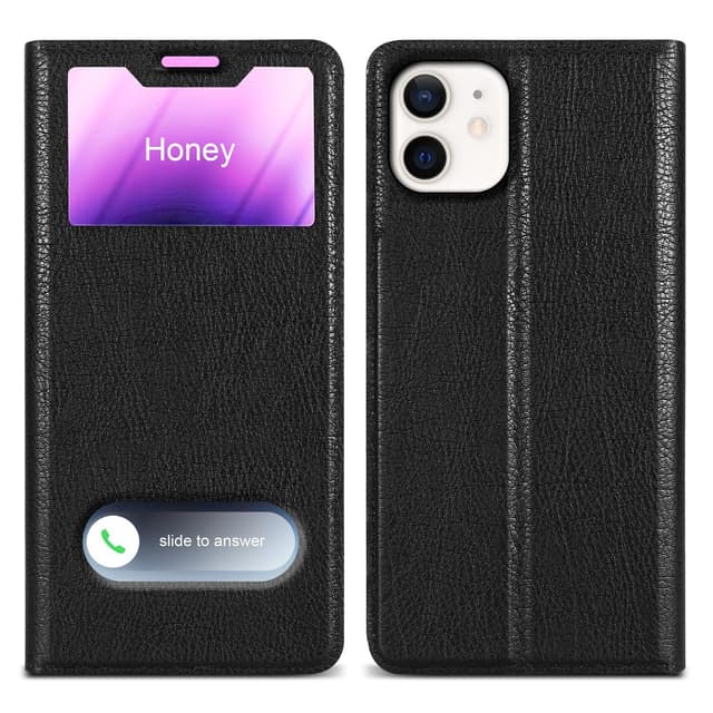 iPhone 12 / 12 PRO Plånboksfodral Skal (Svart)
