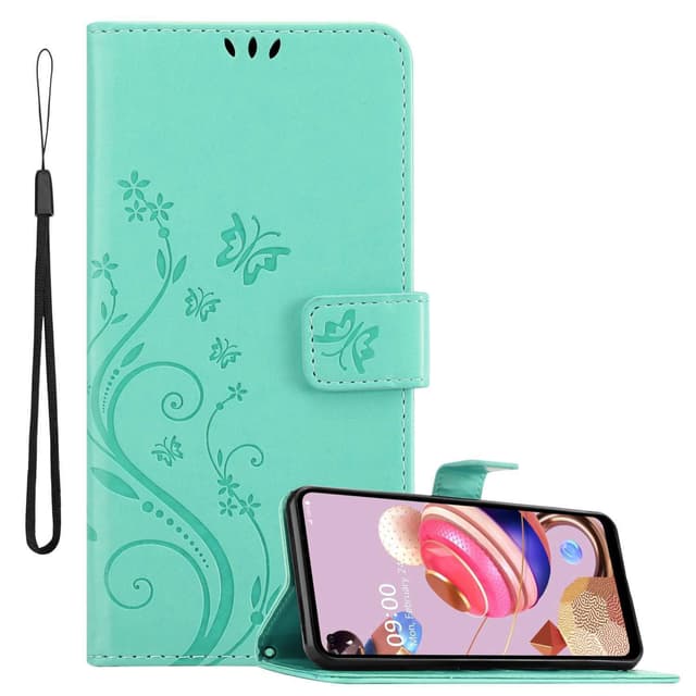 LG K51S lommebokdeksel Blomster (Turkis)
