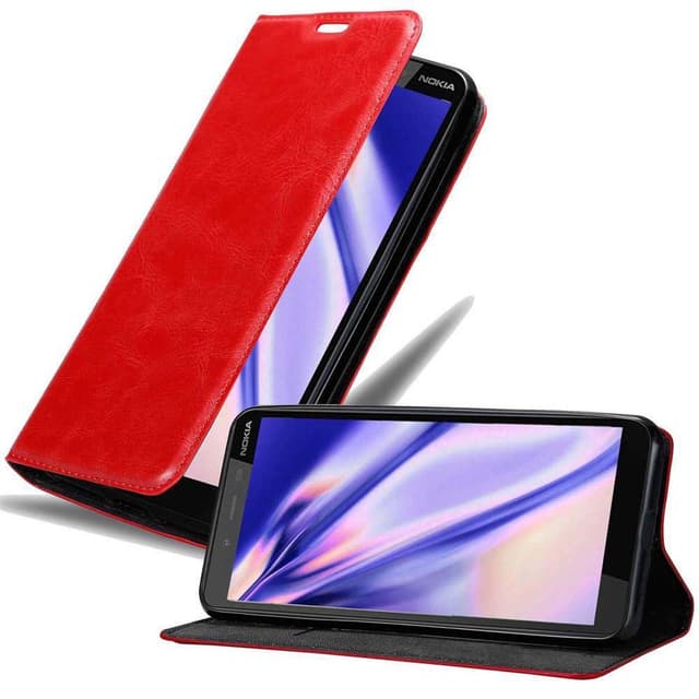 Nokia 1 PLUS Suojakuori Lompakkokotelo (Punainen)