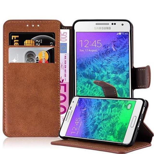Samsung Galaxy ALPHA Suojakuori Lompakkokotelo (Ruskea)