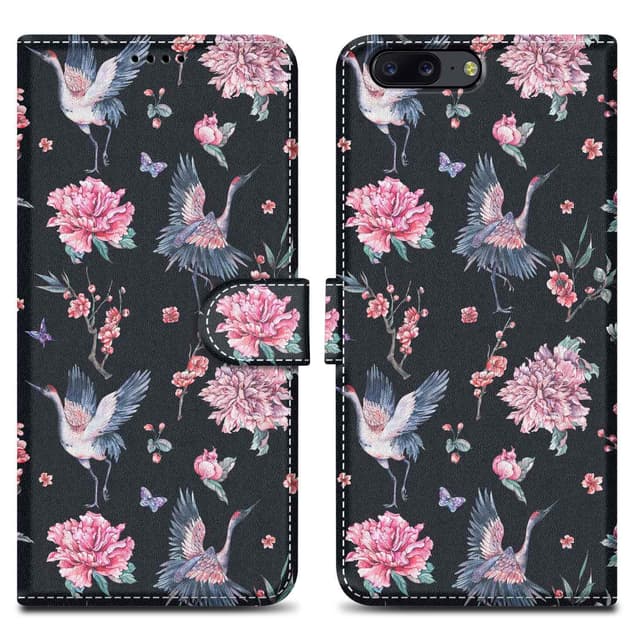 OnePlus 5 Suojakuori Lompakkokotelo (Musta)