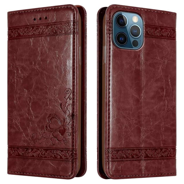iPhone 12 PRO MAX Plånboksfodral Skal (Röd)