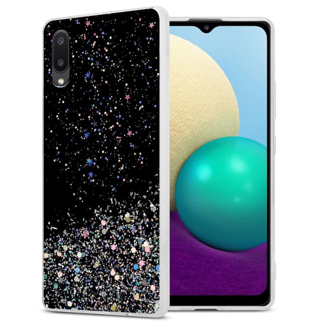 Samsung Galaxy A02 / M02 Silikondeksel Glitter (Svart)