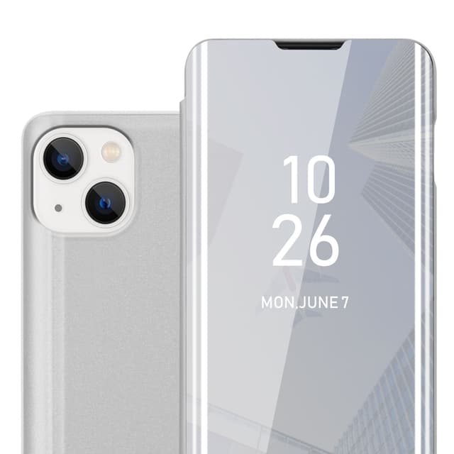 iPhone 14 PLUS Plånboksfodral Skal (Silver)