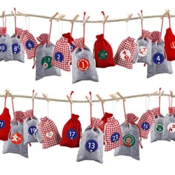 Uppsättning med 24 adventskalender-påsar att fylla