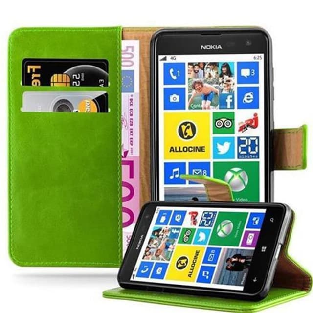 Nokia Lumia 625 Plånboksfodral Skal (Grön)