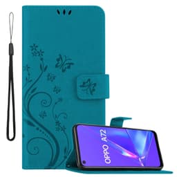 Oppo A72 lommebokdeksel Blomster (Blå)