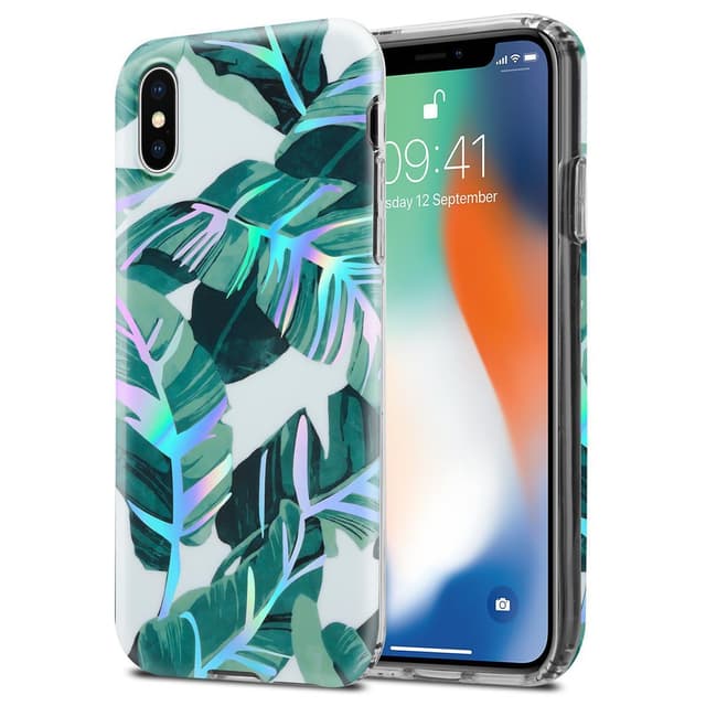 iPhone X / XS Etui Cover Blomster (Hvid)