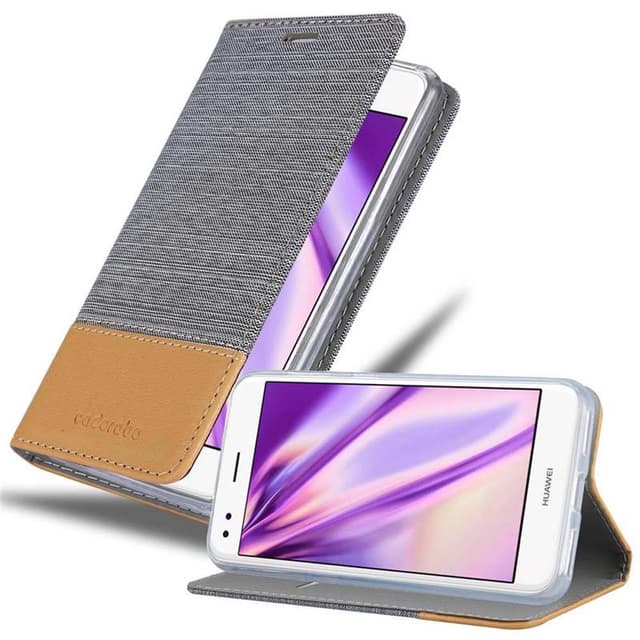 Huawei Enjoy 7 Plånboksfodral Skal (Grå)