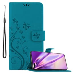 Huawei P40 PRO / P40 PRO+ lommebokdeksel Blomster (blå)