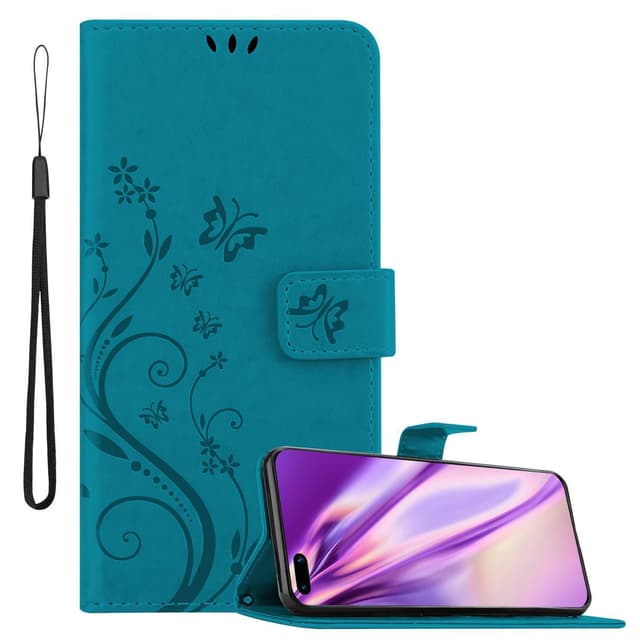 Huawei P40 PRO / P40 PRO+ lommebokdeksel Blomster (blå)