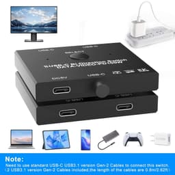 NÖRDIC USB-C 2 til 1 switch & 1 til 2 splitter, 8K/60Hz 4K/144Hz 100WPD 10Gbps Data+Video+PD