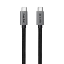 NÖRDIC 3m USB3.2 Gen2 USB-C–C nylon-punoskaapelin pikalataus Power Deliveryllä PD100W 20Gbps 5A ja merkkivalo