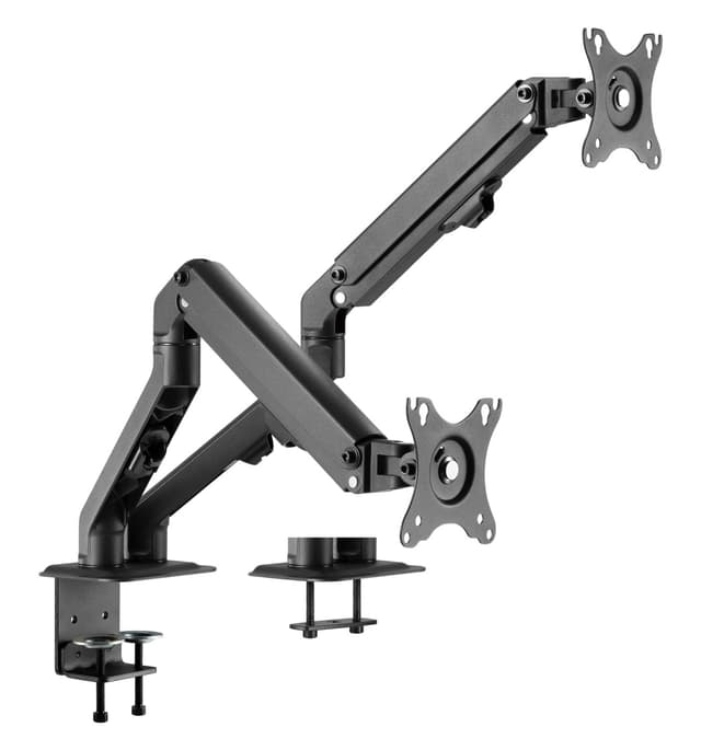 NÖRDIC Monitorarm bordfeste for to skjermer, 17""-27"", aluminium og stål, svart, skjermfeste