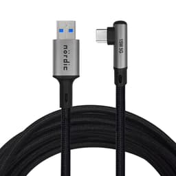 NÖRDIC VR Link -kaapeli 5 m USB3.2 Gen1 USB-C - 10 Gbps 3A nopea lataus Quest 2 Super Speed ​​​​USB Musta