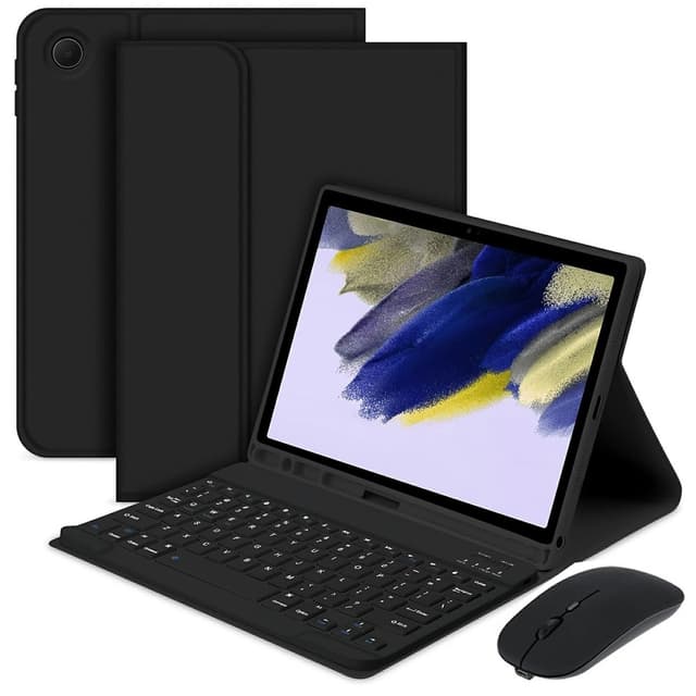 För Samsung Galaxy Tab A9+ / A11+ Split Bluetooth - tangentbord Läderfodral + Dubbel - lägesmus Set - Svart US Layout