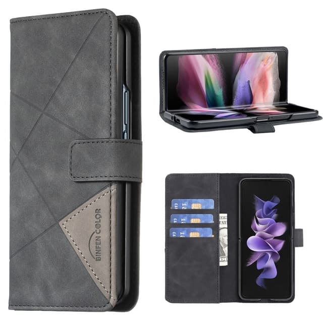 BINFEN COLOR för Samsung Galaxy Z Fold6 5G Skal i PU-läder med Geometriskt Mönster - Svart
