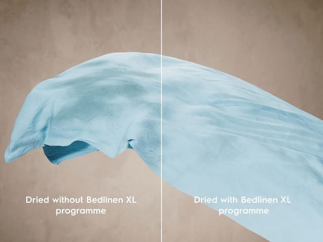Jevne tørkeresultater med XL-kapasitetmengder for familiens sengetøy
