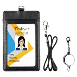 Kortholder Lodret PU Læder Badge Holder Sort