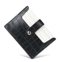 Patchwork læder Kvindespænde Pung Kort Slank Desigh Kortholder Punge Sort