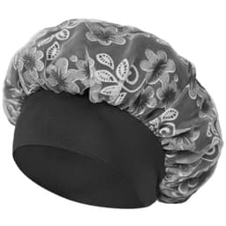 Satin dobbeltlags sovehette Sort