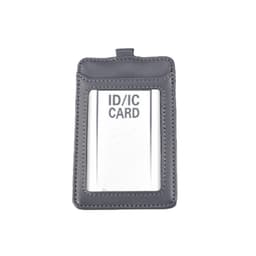 ID-kortholder i ægte læder med indtrækkelig lanyard Grey