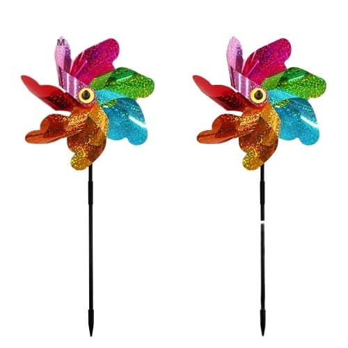 Reflekterende fugleafvisende nålehjul vindmøller 7-blads - hold fugle væk 2-pak MultiColor