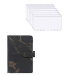 A6 notesbog cover med 8 styks ringbindslomme 6-hul Sort