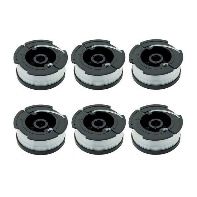 6-pack trådspolar för Black & Decker grästrimmer Svart