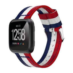 Nylonvävt klockband för Fitbit Versa Lite/Versa2 blå+vit+röd
