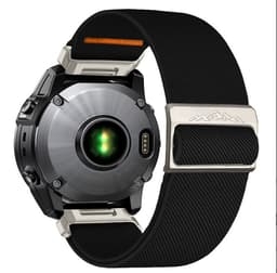 Nylon elastiskt klockarmband för Garmin Descent MK3i Svart 26mm