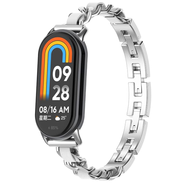 Xiaomi Band 9/9 NFC Moderigtigt armbåndsrem Sølv