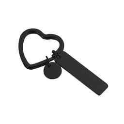 2 pakke hjerteformet DIY nøkkelring i rustfritt stål Sort