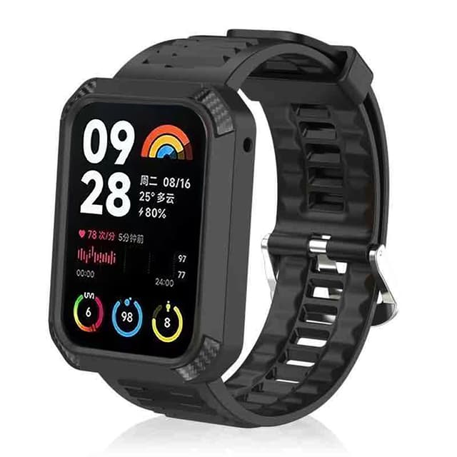 Klokkereim med beskyttende ramme for Xiaomi Band 8 Pro Sort